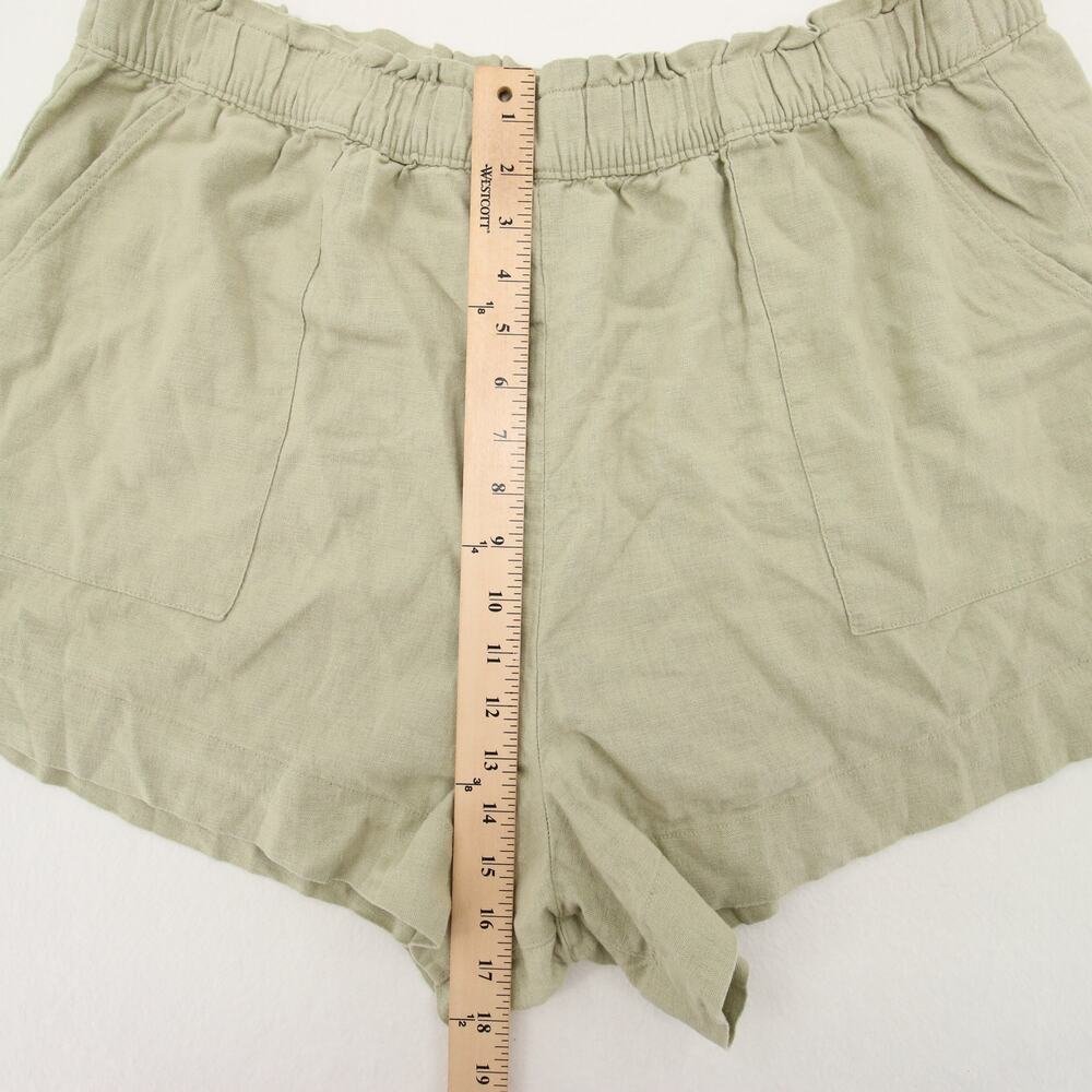 Abercrombie & Fitch Shorts Khaki Green Linen Blend Elastic Waist Pockets Size XL - Picture 4 of 9